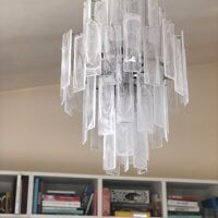 Huge strips “listelli alabastro” murano glass chandelier