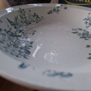 Old set of 2 terre de fer longwy dishes – bird and flower decoration