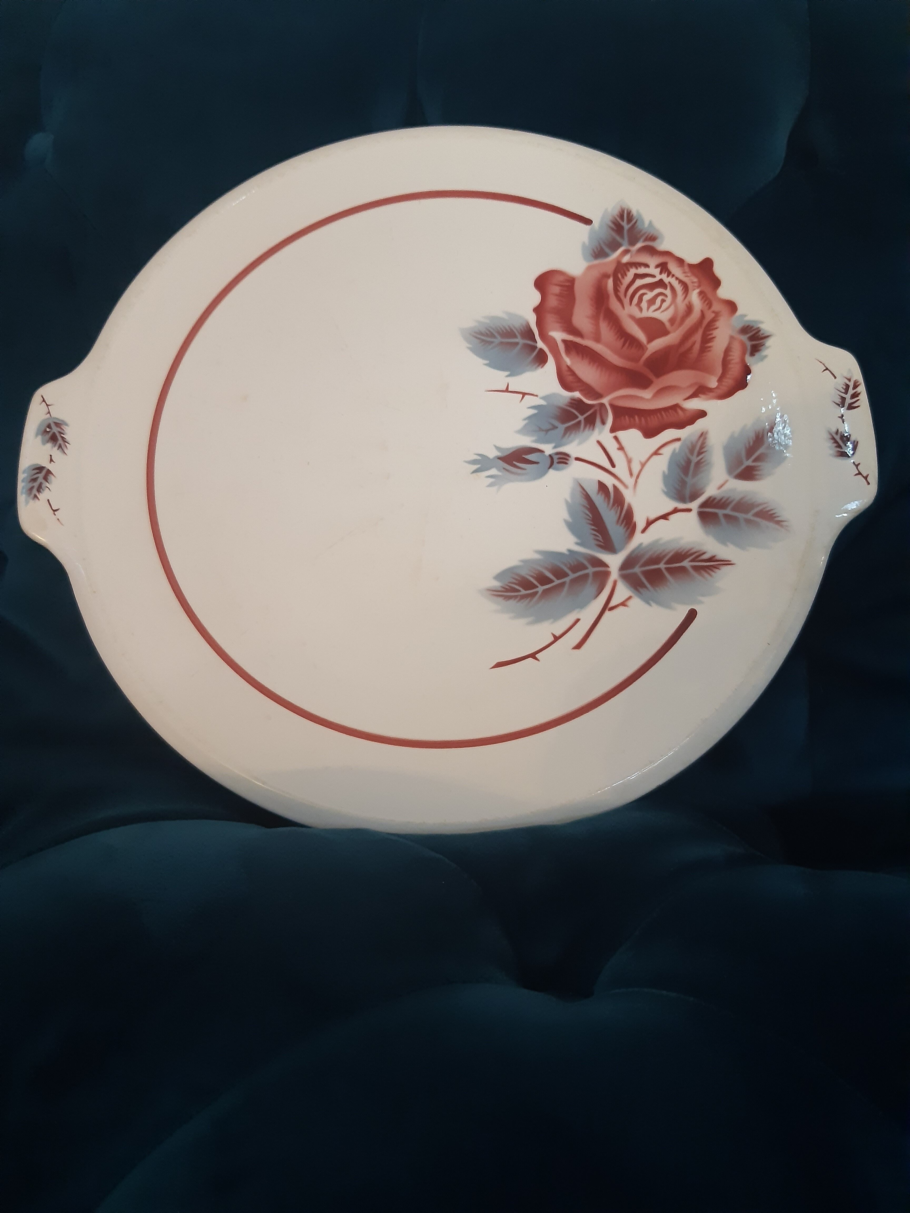 Large cake dish decoration flowers model lucette Sarreguemines