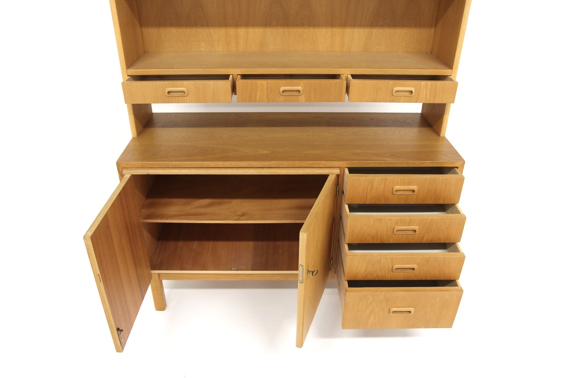 Scandinavian oak chest of drawers-bookcase, Sweden, 1960