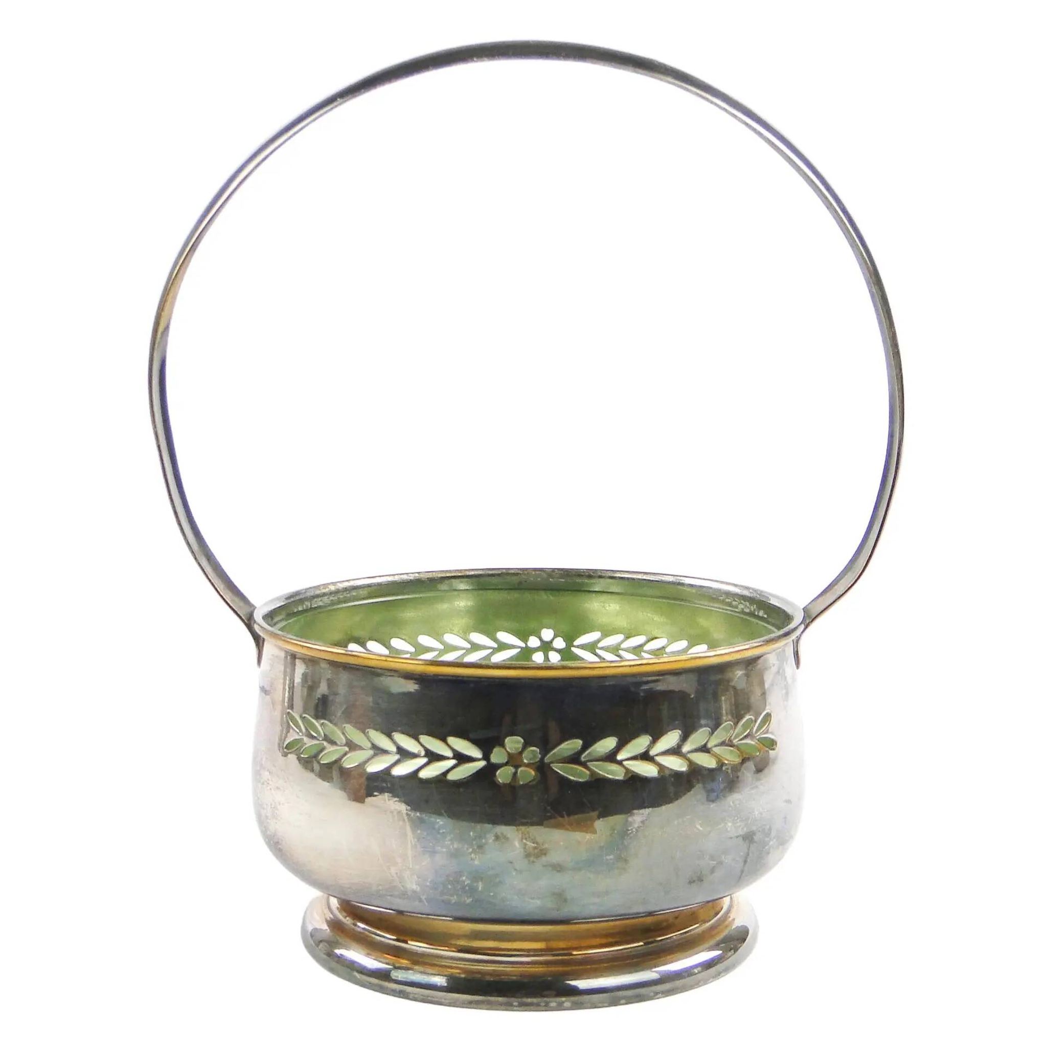 Art Nouveau sugar bowl, silver-plated brass, Hungary, 1930s