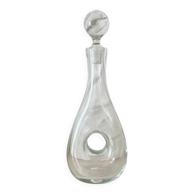 Grande carafe Dansk en verre ,design scandinave vintage, bouchon boule