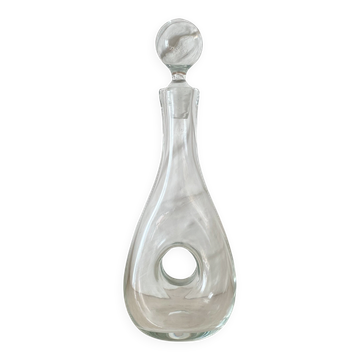 Grande carafe Dansk en verre ,design scandinave vintage, bouchon boule