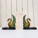 Pair of art deco golden swan bookends