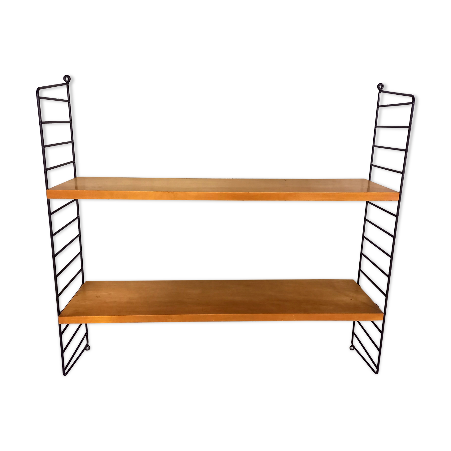 Vintage wall shelf in cherry and black metal Style String Tomado