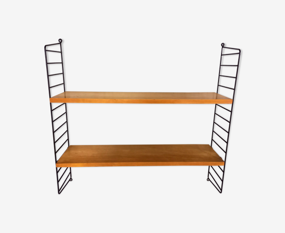 Vintage wall shelf in cherry and black metal Style String Tomado