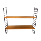 Etagère murale vintage en merisier et métal noir style String Tomado