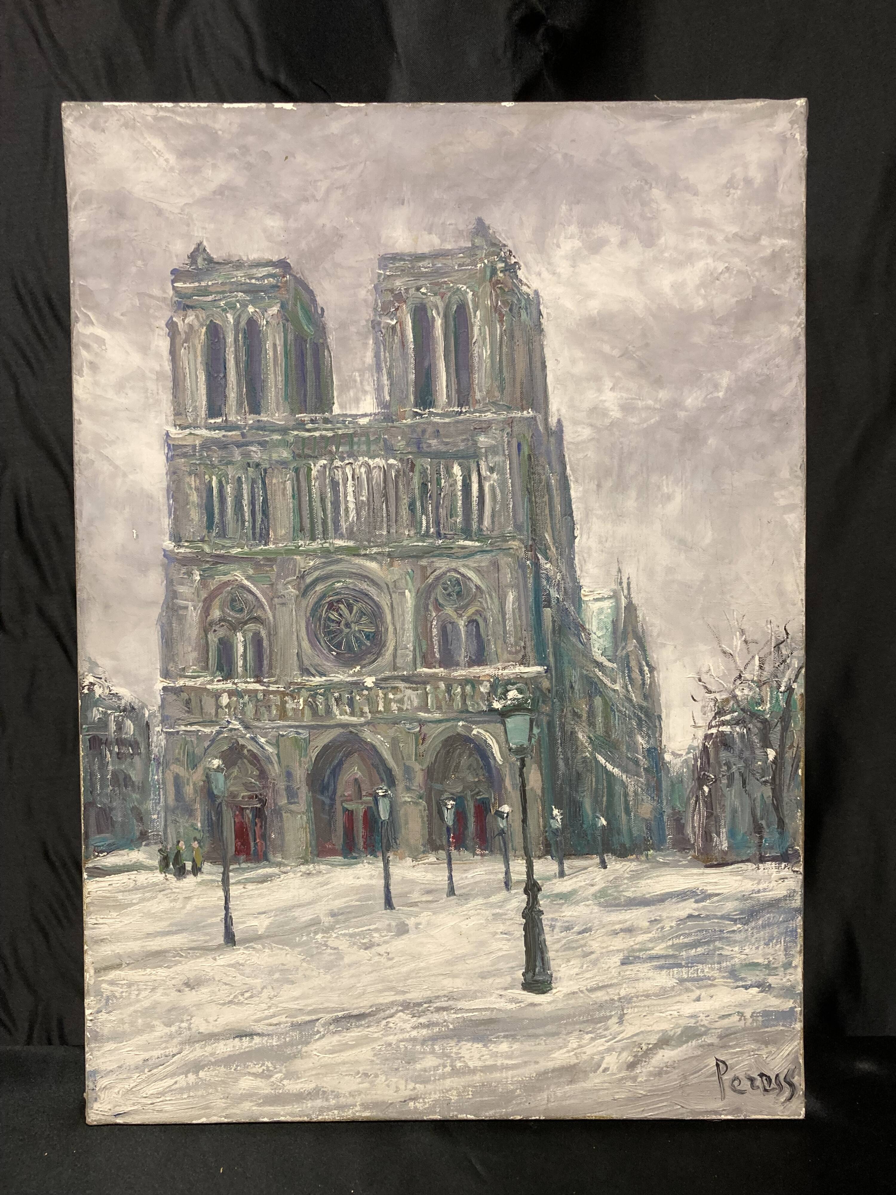 Pierre PERESS (1919-1990) Notre-Dame de Paris, Oil on canvas 1980's