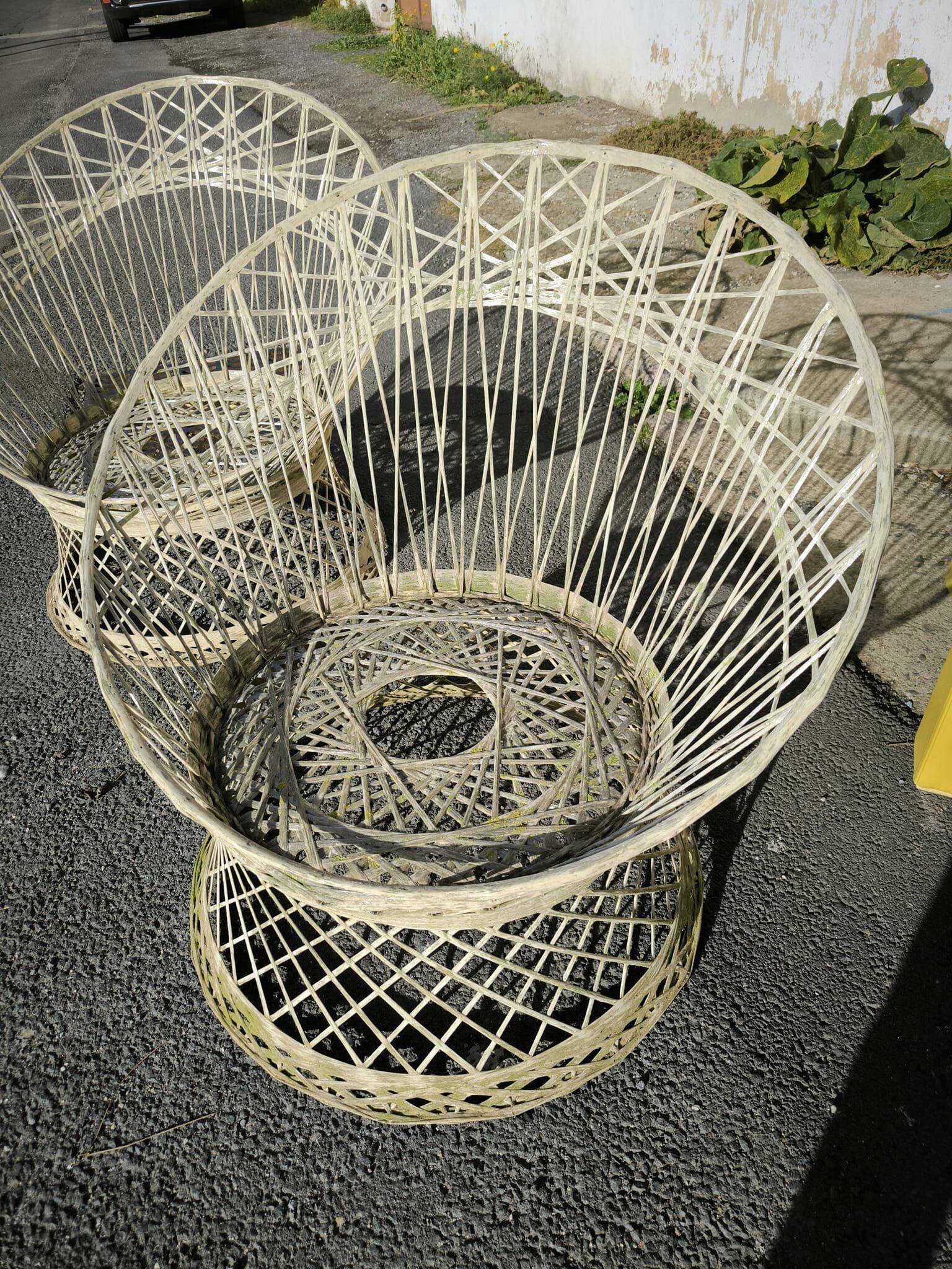 Pair of large garden armchairs