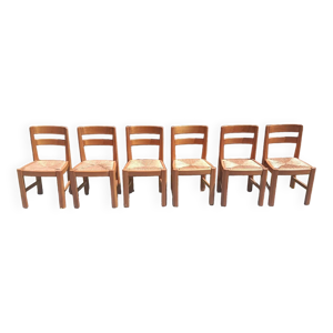 6 chaises en orme massif