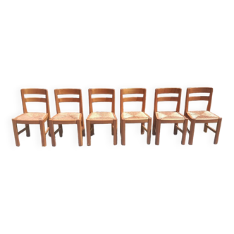 6 solid elm chairs