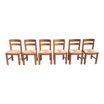 6 chaises en orme massif