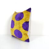 Velvet ikat cushion dots purple