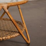 Rattan and glass coffee table