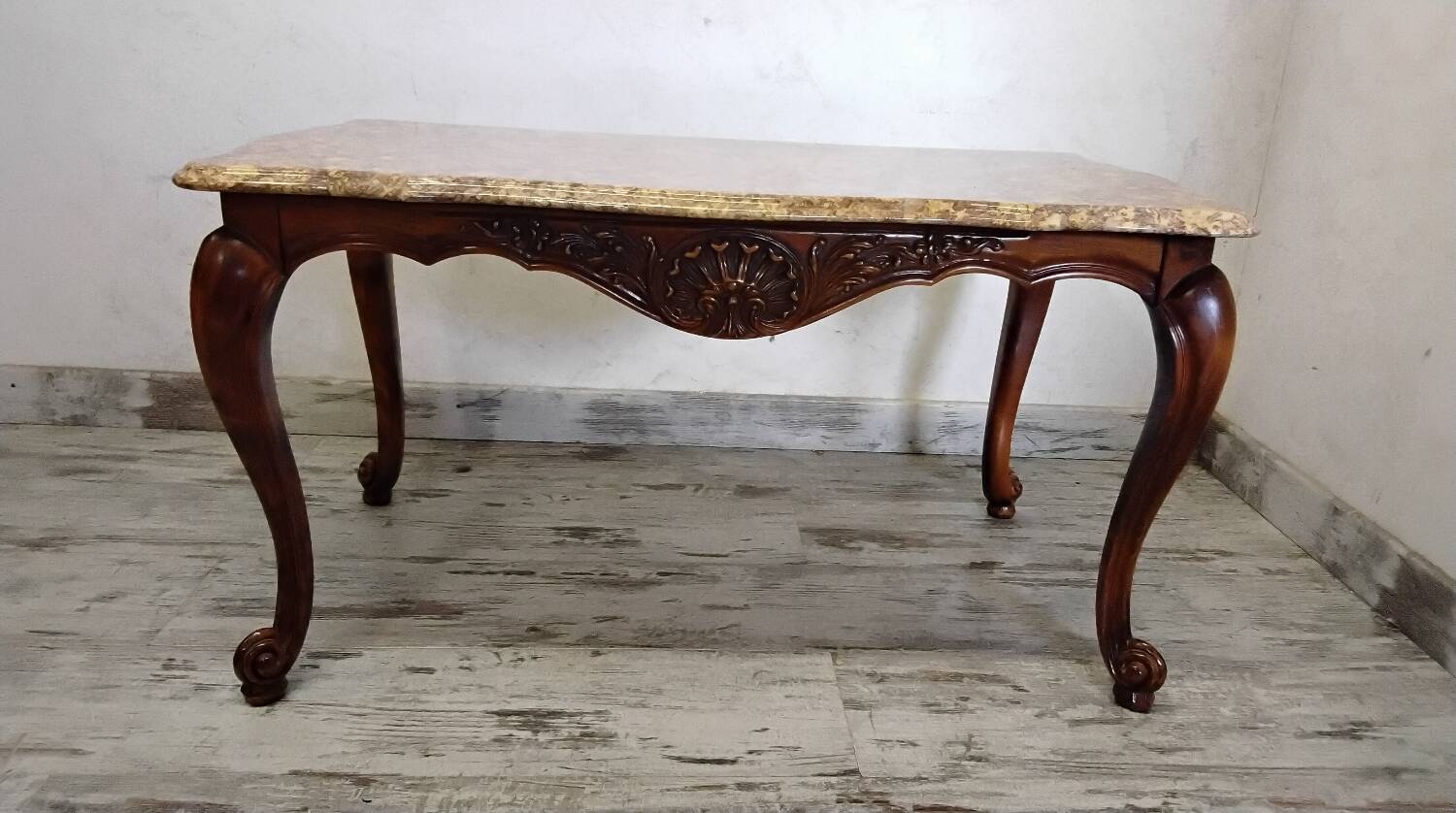 Wood and marble coffee table in Louis XV style