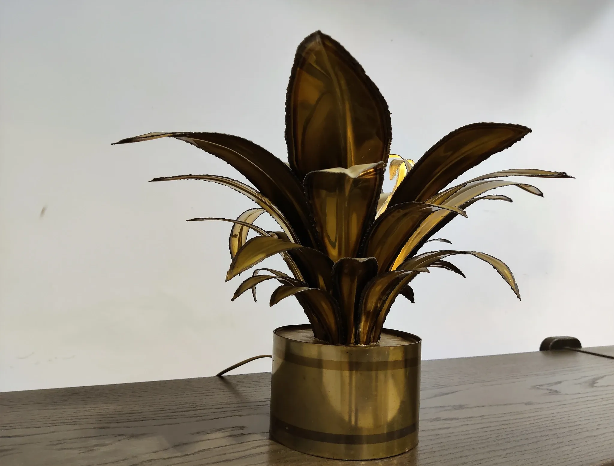Lampe de table fleur Maison Jansen, années 1970