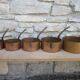 Set of 5 copper saucepans