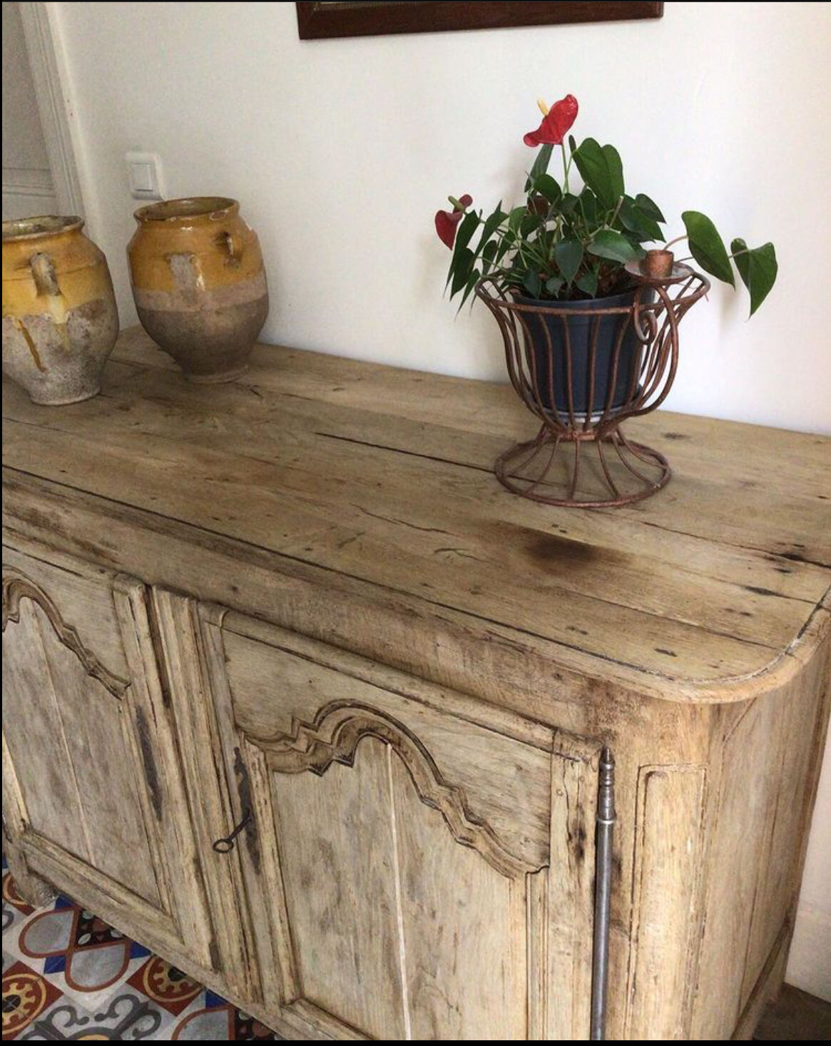 Nineteenth pickled oak sideboard