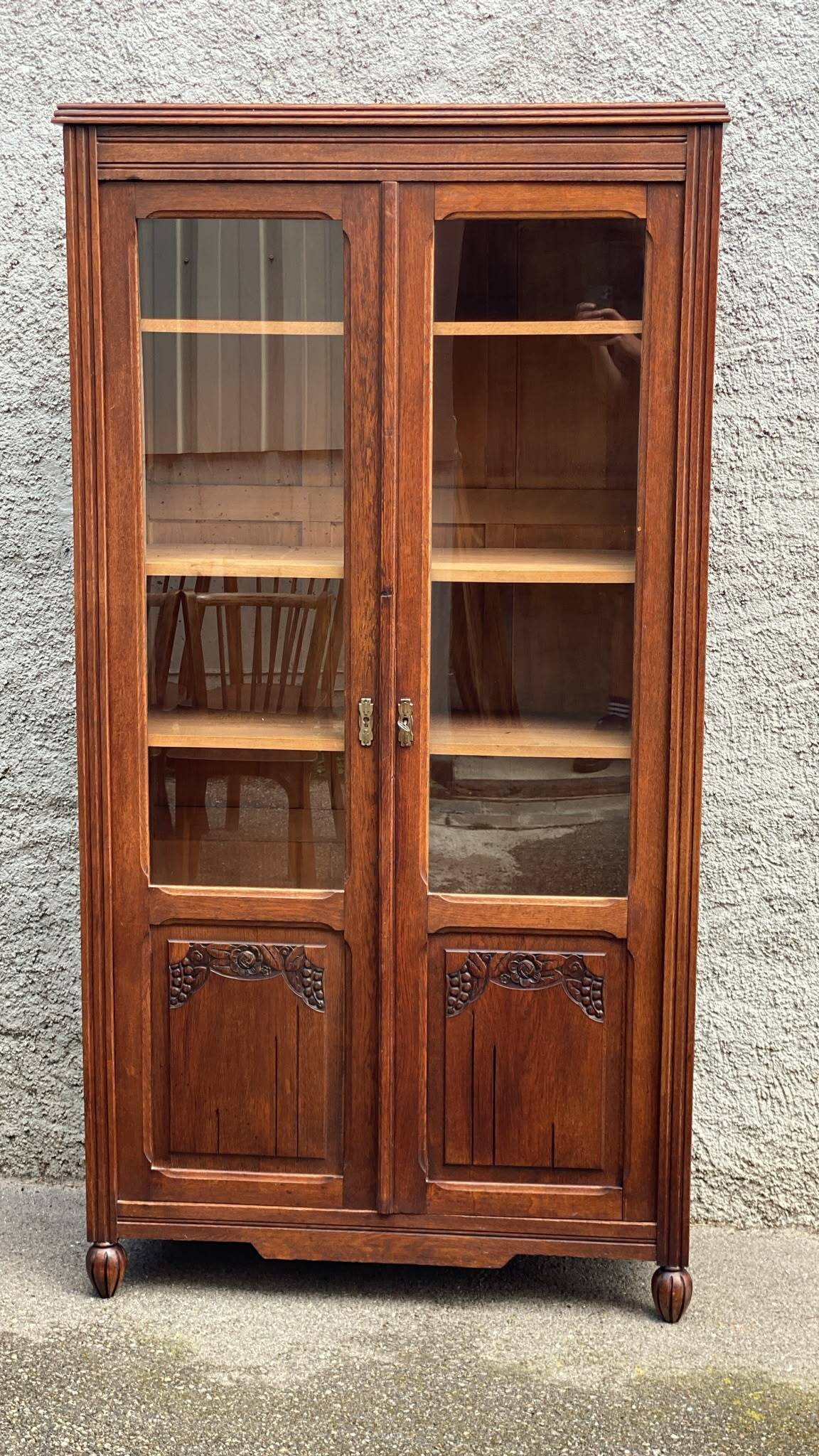 Oak library 1950s French Design Art Deco display cabinet
