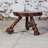 Table d'appoint tripode bois massif brutaliste