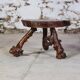 Tripod side table, solid wood, brutalist style.