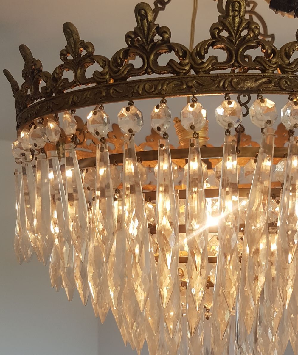 Old chandelier with stamps