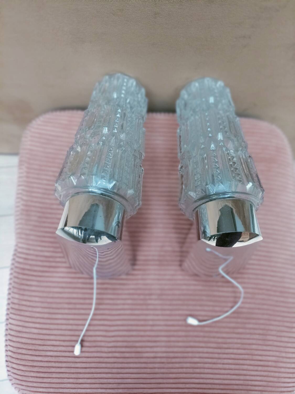Pair of chrome Space Age wall lights