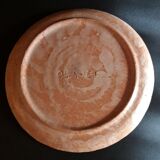 Vintage glazed terracotta ceramic plate signed Olivier