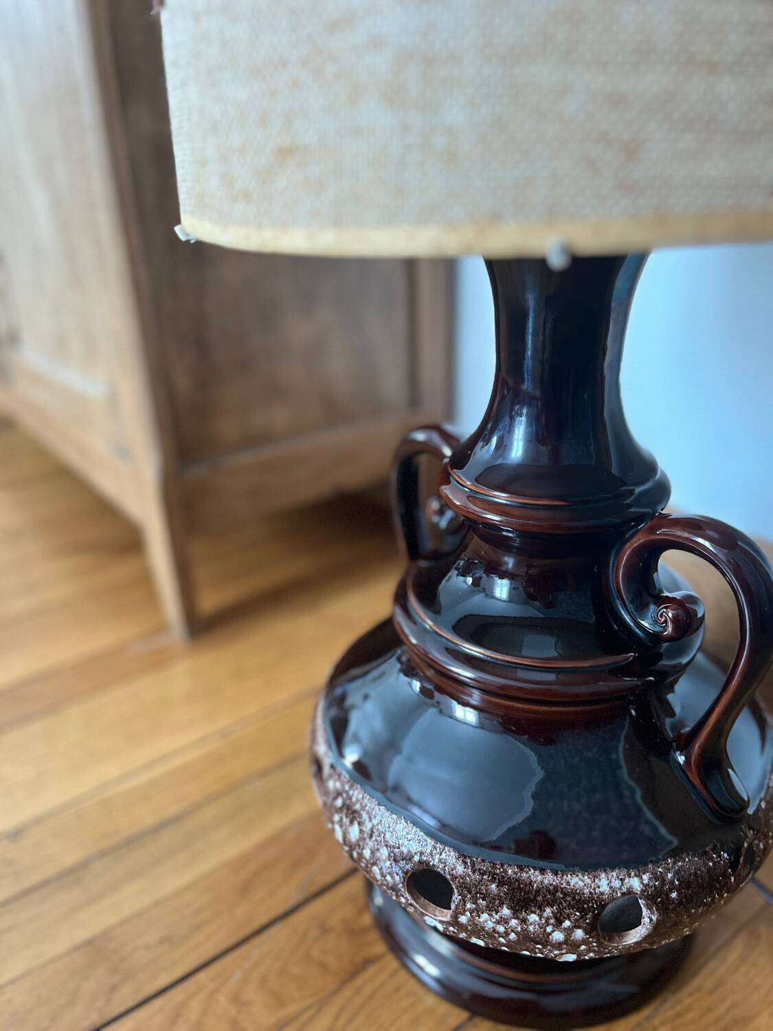 Large vintage 70s ceramic lamp – 1.20m