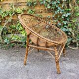 Vintage rattan and wicker armchair