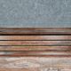 Park bench and garden with natural wood backrest xixth century