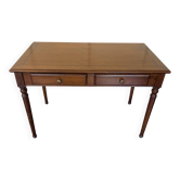 Bureau ancien merisier et marqueterie 2 tiroirs et 2 tablettes 112x60 h76cm