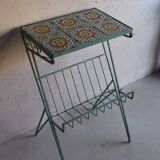 Metal plant stand with tiled top – 6 antique tiles