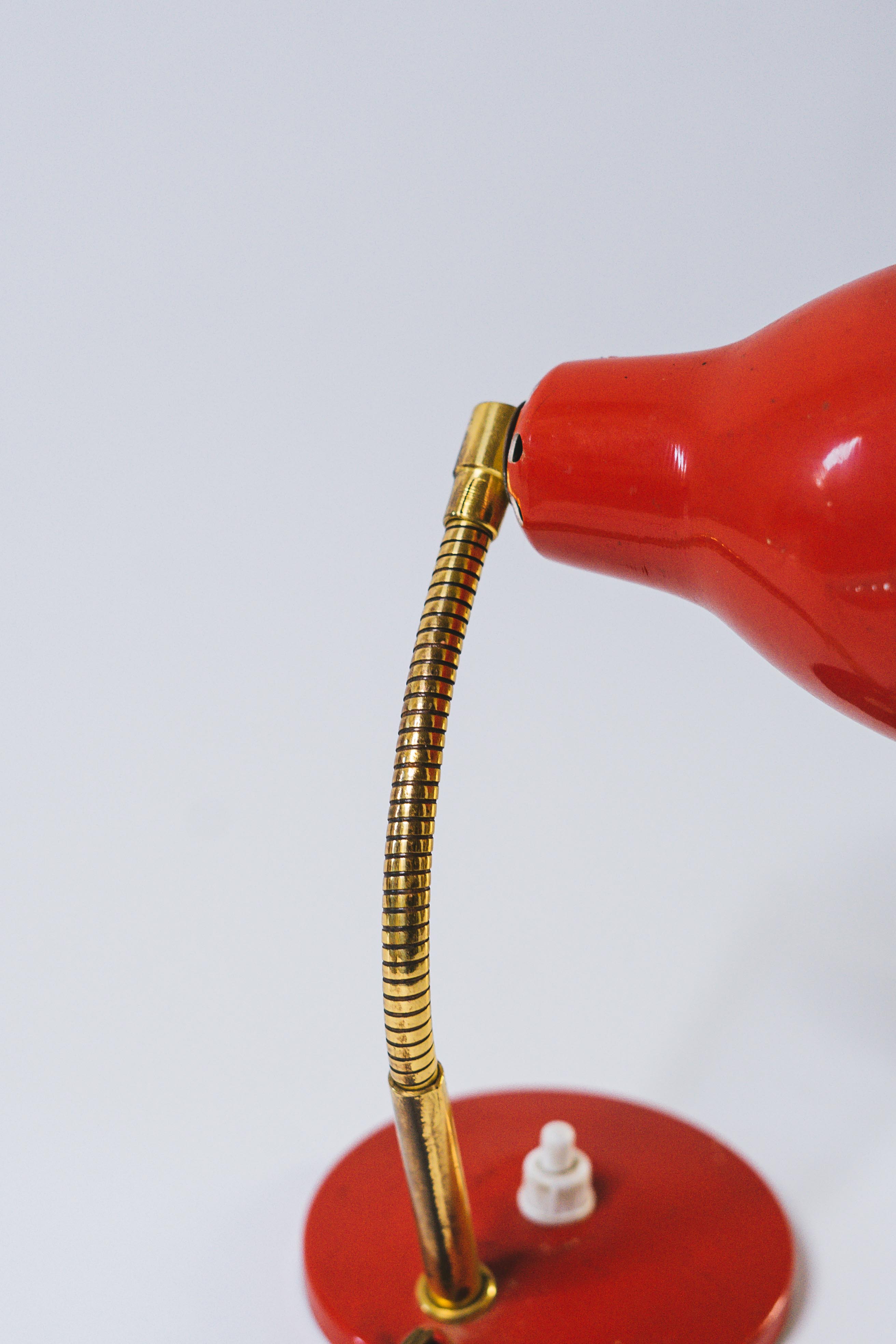 Old desk lamp 60s red works iron and brass