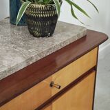 Vintage teak and marble bedside table 1960