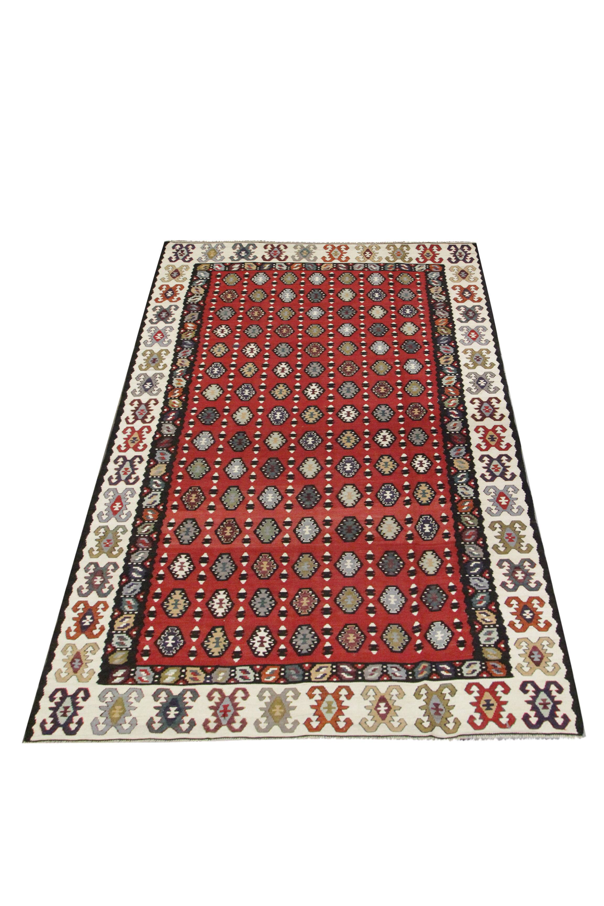 Serbian Kilim Rug, Handwoven Wool Flatweave Carpet, Folk Art 245x150 cm