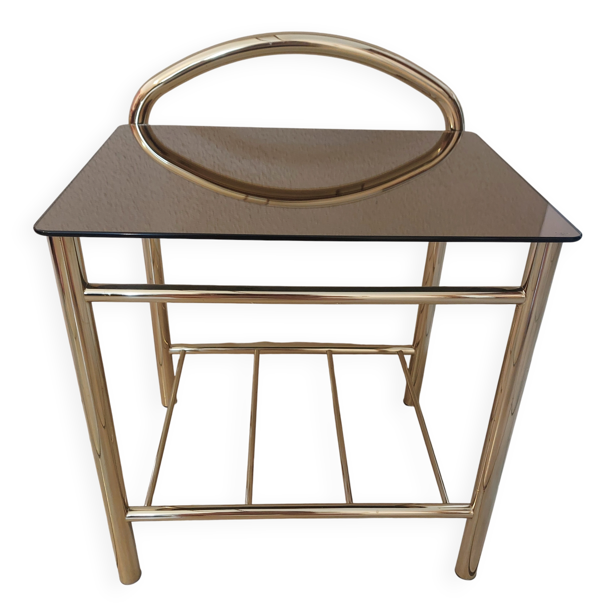 Brass and smoked glass table