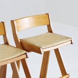 Vintage Italian wood and rope bar stools , set of 2