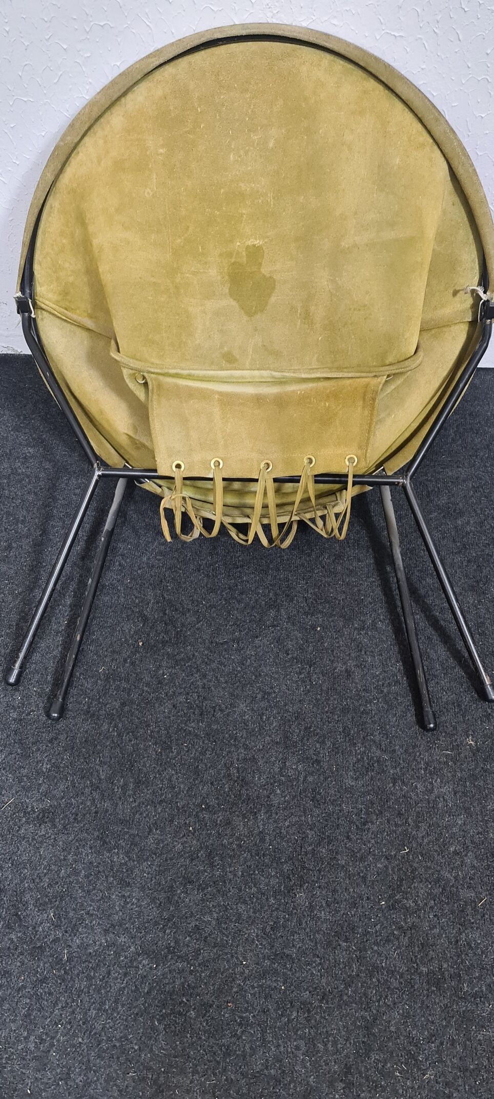 Vintage leather folding balloon chair