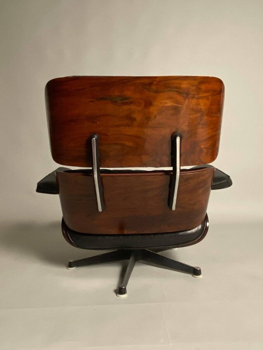 Lounge Chair in Black Leather attributed to Charles Eames for Herman Miller, 1956