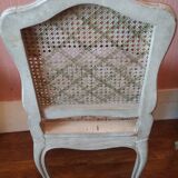 Suite de 4 chaises cannées Louis XV cuir vert
