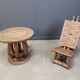 African Ceremonial Chief Chair with table Hand Carved Wood 1960s