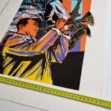 Jazz Screenprint - Musicians on Saxophone and Trumpet, Atelier Images, Paris (32 x 45 cm)