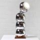 Lampe chromée moderne avec base en bois, années 1960