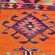 Burgundy & Orange Vintage Kilim Runner Rug, 92x292Cm