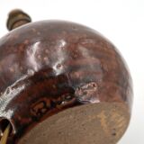 Dark brown stoneware ball lamp by Guy Baudat, 1970s