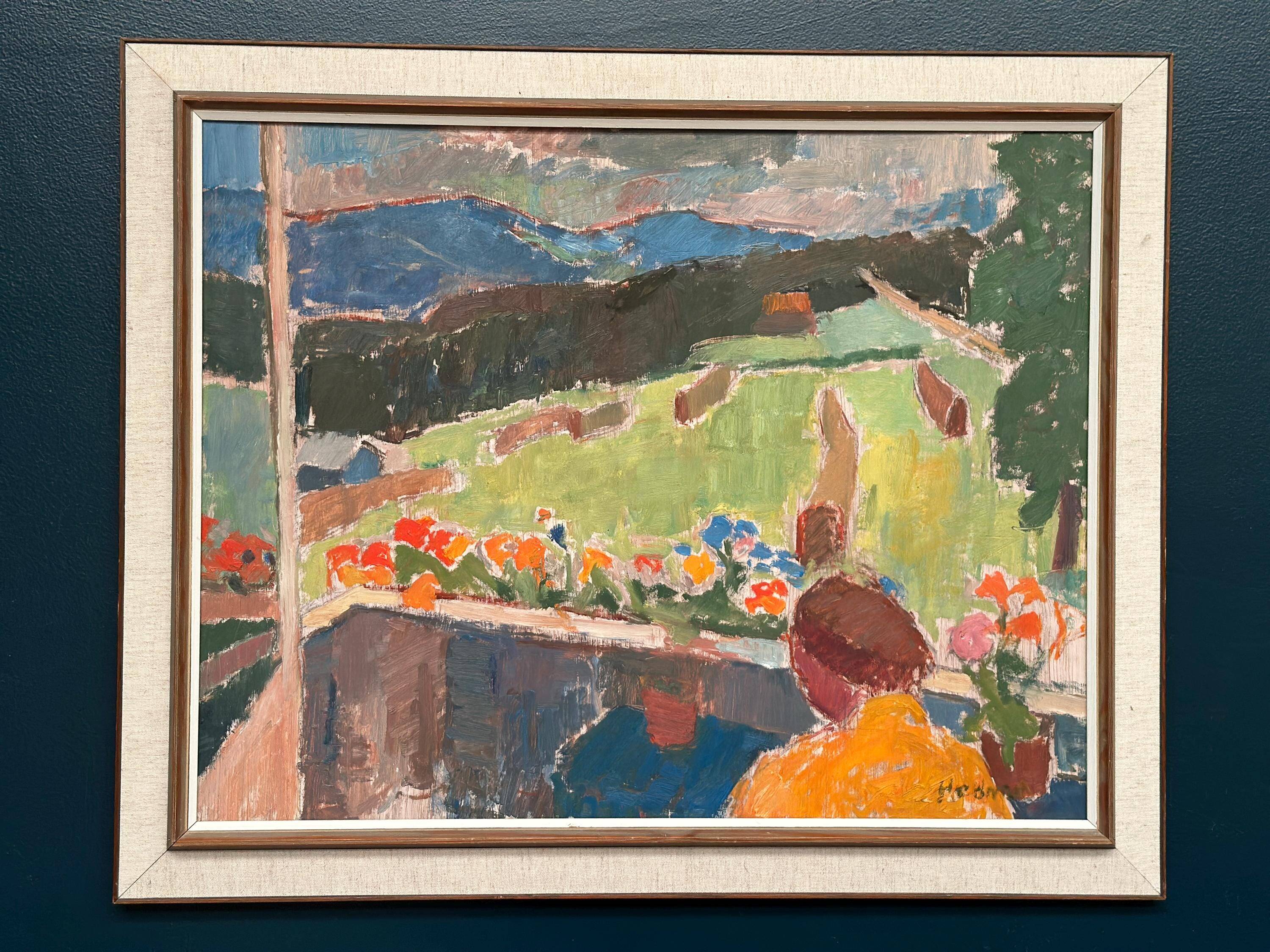 Swedish Oil on Panel – “Balcony View” by John Hedman