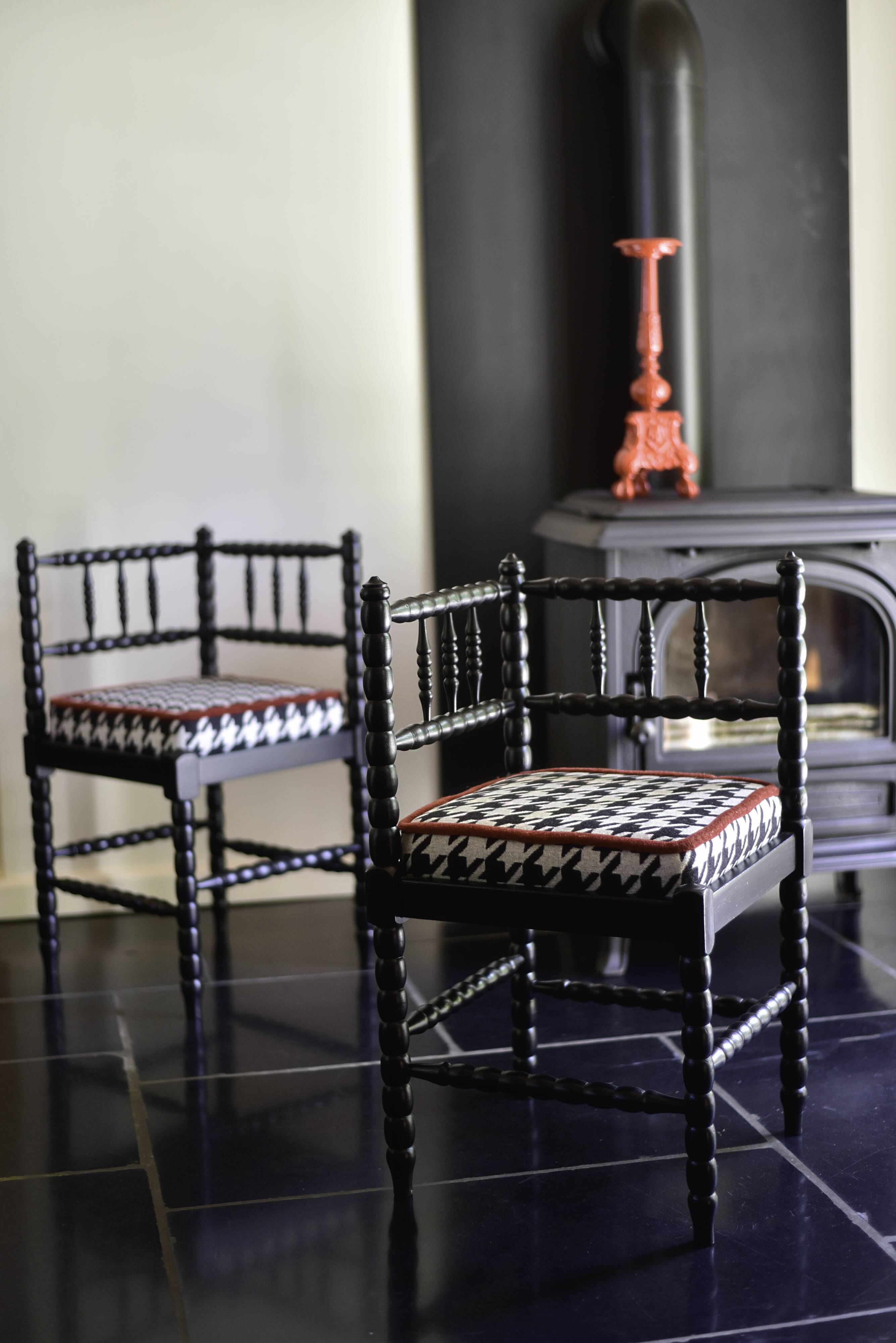 Wooden corner chairs