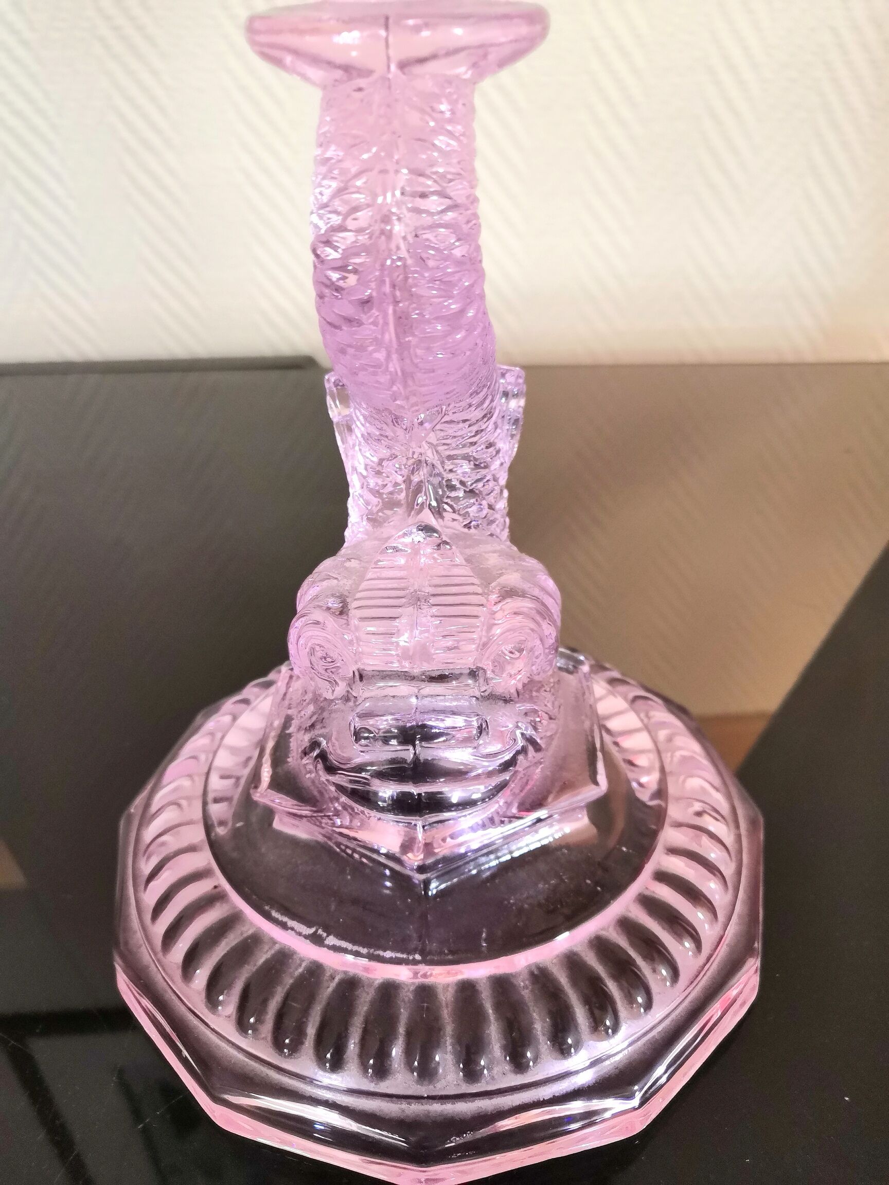 Fish pink glass vase koi design 70s