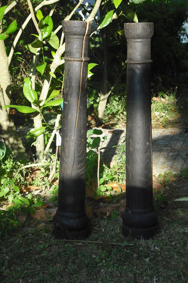 Paires de colonnes chêne 19 ème